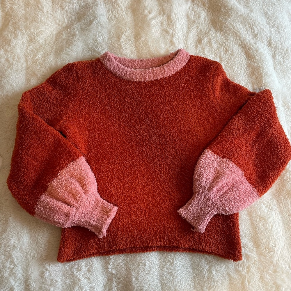 LC Lauren Conrad Orange and Pink Crew Neck Sweater